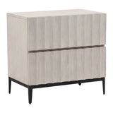 Silvia Light Grey Nightstand with Elm Wood and Polyester Upholstery – Stylish Storage Solution!