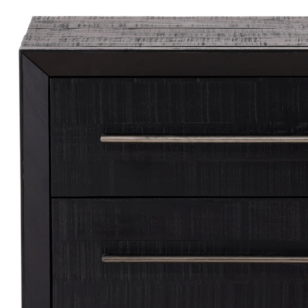 Karina Living Humphreys Classic Black Nightstand - Solid Pine, Antique Nickel Hardware, Stylish Storage Solution DOV18227-BLCK