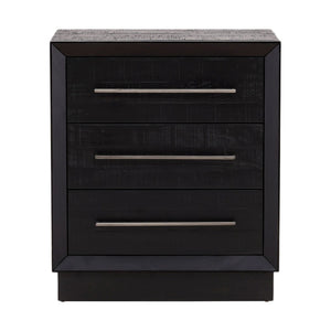 Karina Living Humphreys Classic Black Nightstand - Solid Pine, Antique Nickel Hardware, Stylish Storage Solution DOV18227-BLCK