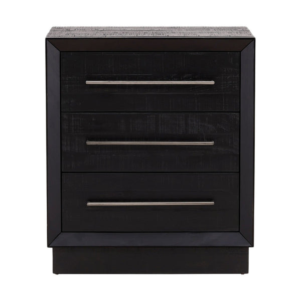 Karina Living Humphreys Classic Black Nightstand - Solid Pine, Antique Nickel Hardware, Stylish Storage Solution DOV18227-BLCK