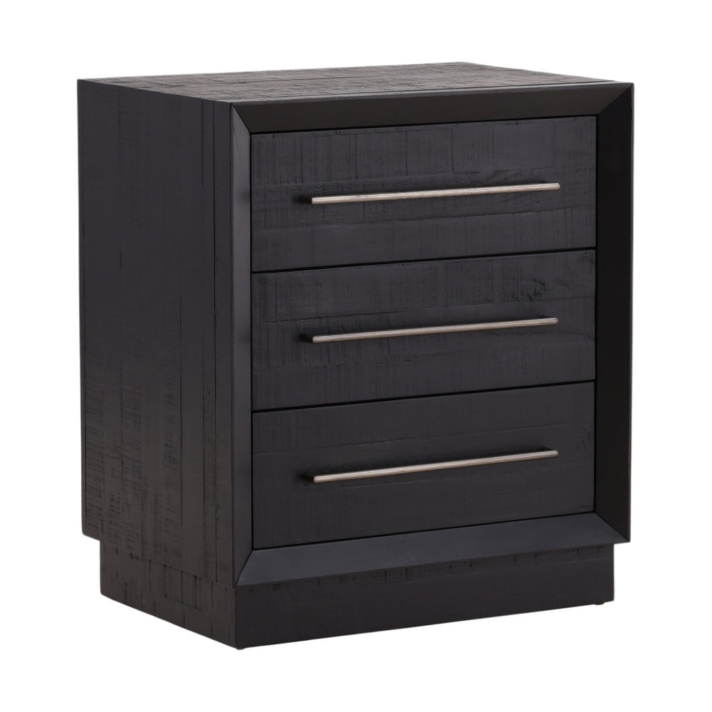 Karina Living Humphreys Classic Black Nightstand - Solid Pine, Antique Nickel Hardware, Stylish Storage Solution DOV18227-BLCK
