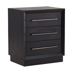 Karina Living Humphreys Classic Black Nightstand - Solid Pine, Antique Nickel Hardware, Stylish Storage Solution DOV18227-BLCK