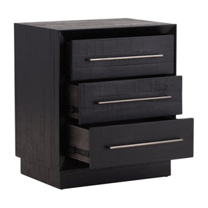 Karina Living Humphreys Classic Black Nightstand - Solid Pine, Antique Nickel Hardware, Stylish Storage Solution DOV18227-BLCK