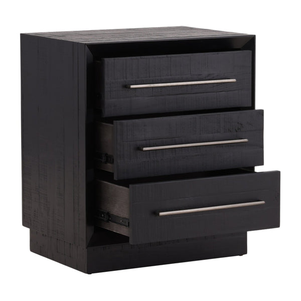 Karina Living Humphreys Classic Black Nightstand - Solid Pine, Antique Nickel Hardware, Stylish Storage Solution DOV18227-BLCK