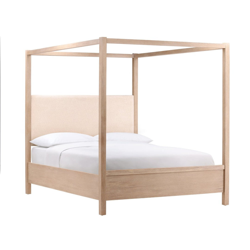 Karina Living Emmalyn King Bed in Light Warm Wash - Luxurious Boucle Upholstery & Eco-Friendly Design for Style DOV18234EK-LTWW
