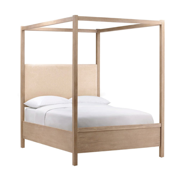 Karina Living Emmalyn Queen Bed in Light Warm Wash - Cozy Boucle Upholstery & Solid Pine for Modern Elegance DOV18234Q-LTWW