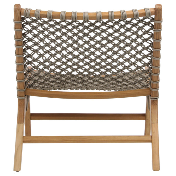 Dovetail Mario Occasional Chair Natural Wood Finish and Taupe Rope Teak Wood and Rope Weaving DOV18826