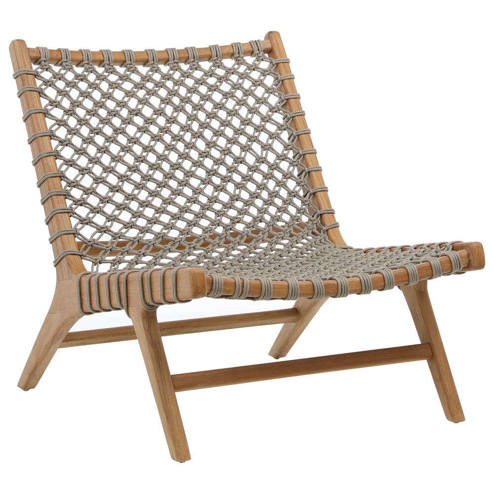 Dovetail Mario Occasional Chair Natural Wood Finish and Taupe Rope Teak Wood and Rope Weaving DOV18826