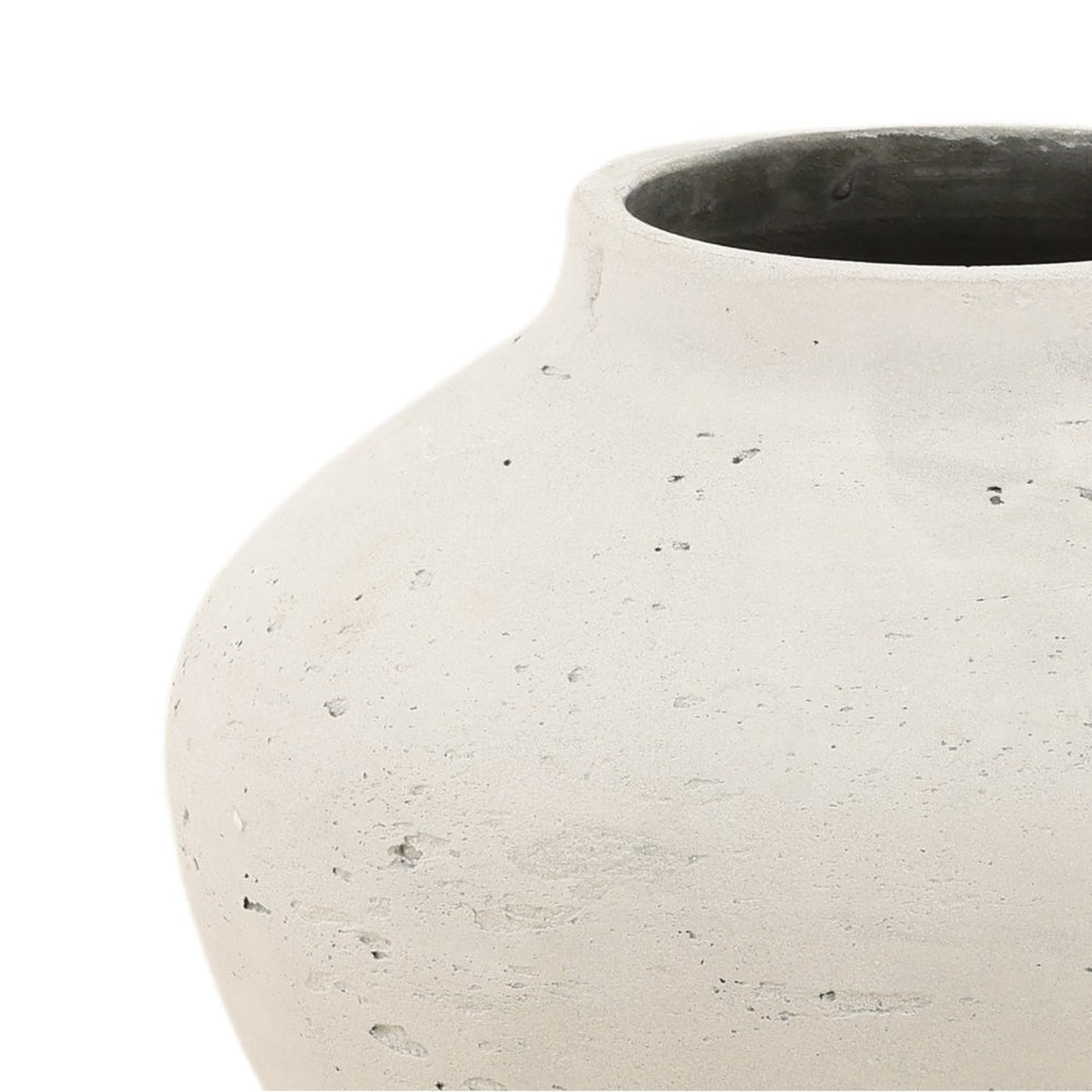 Karina Living Jocasta Vase - Timeless Rustic Cement Decor for Indoor and Outdoor Spaces, Ideal for Dried Florals Antique White DOV19273-AQWH-MD