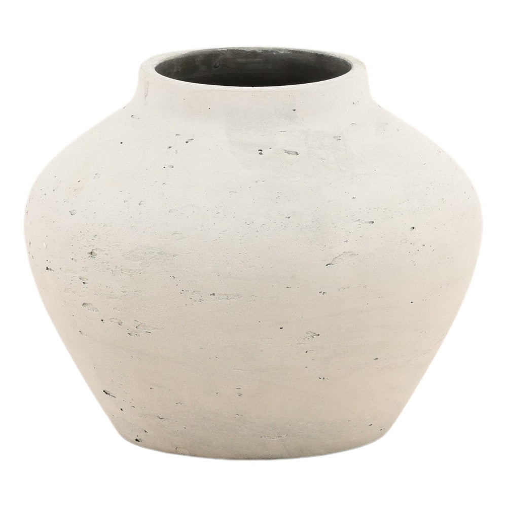 Karina Living Jocasta Vase - Timeless Rustic Cement Decor for Indoor and Outdoor Spaces, Ideal for Dried Florals Antique White DOV19273-AQWH-MD
