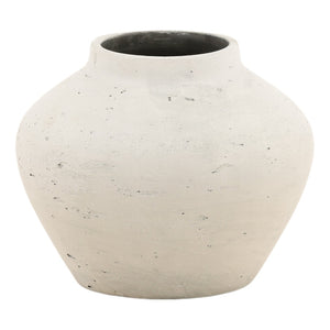 Karina Living Jocasta Vase - Timeless Rustic Cement Decor for Indoor and Outdoor Spaces, Ideal for Dried Florals Antique White DOV19273-AQWH-MD