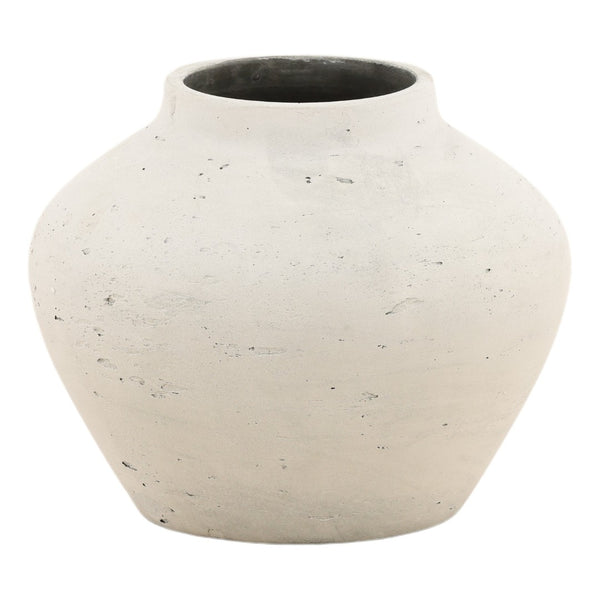 Karina Living Jocasta Vase - Timeless Rustic Cement Decor for Indoor and Outdoor Spaces, Ideal for Dried Florals Antique White DOV19273-AQWH-MD