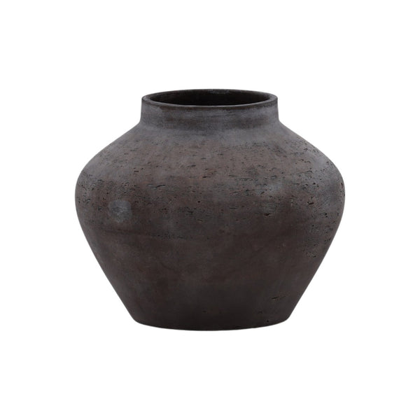Karina Living Jocasta Vase - Timeless Rustic Cement Decor for Indoor and Outdoor Spaces, Ideal for Dried Florals Brown DOV19273-BRWN-MD