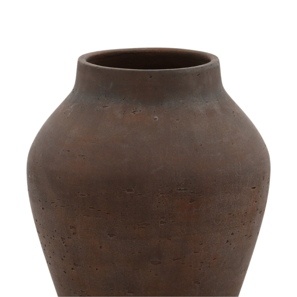 Karina Living Faustus Vase - Medium Brown Cement Art Piece for Indoor & Outdoor Decor, Stylish & Durable Accent DOV19275-BRWN-MD