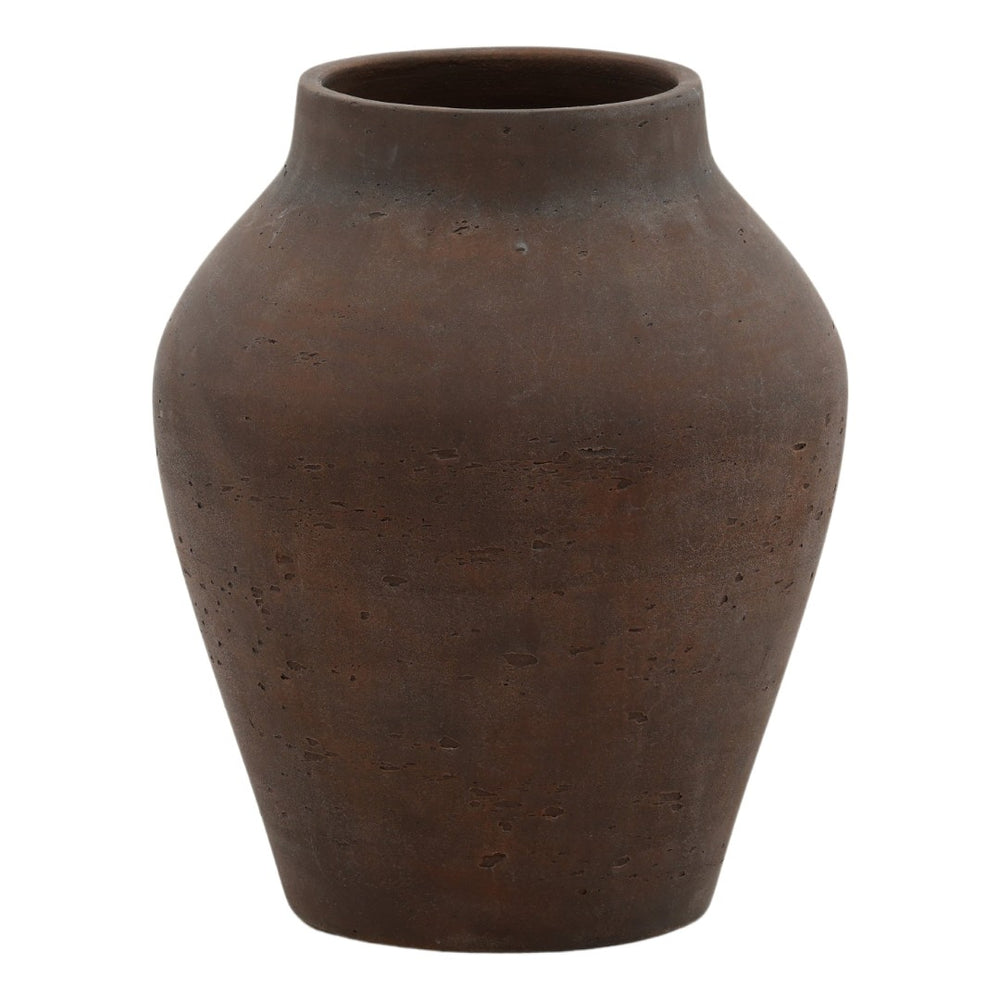 Karina Living Faustus Vase - Medium Brown Cement Art Piece for Indoor & Outdoor Decor, Stylish & Durable Accent DOV19275-BRWN-MD