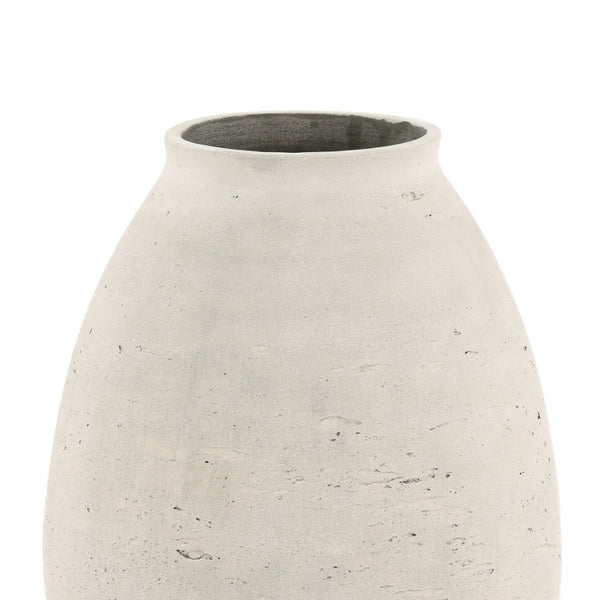 Karina Living Charon Vase - Timeless Elegance for Indoor and Outdoor Spaces, Sculptural Cement Design for Florals Antique White DOV19276-AQWH-LG
