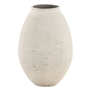 Karina Living Charon Vase - Timeless Elegance for Indoor and Outdoor Spaces, Sculptural Cement Design for Florals Antique White DOV19276-AQWH-LG