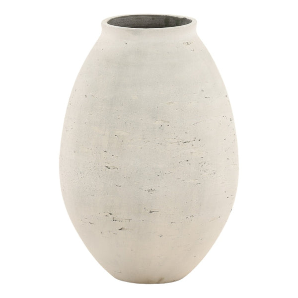 Karina Living Charon Vase - Timeless Elegance for Indoor and Outdoor Spaces, Sculptural Cement Design for Florals Antique White DOV19276-AQWH-LG