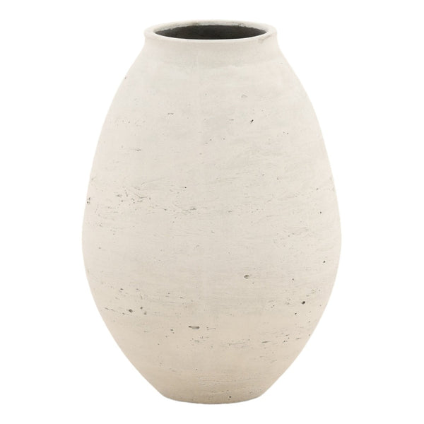 Karina Living Charon Vase - Stylish Sculptural Cement Design for Indoor and Outdoor Decor, Effortless Elegance Antique White DOV19276-AQWH-MD
