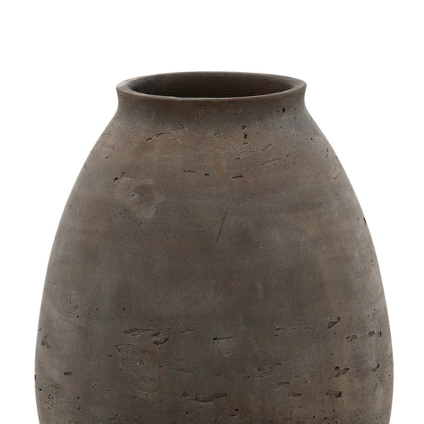 Karina Living Charon Vase - Timeless Elegance for Indoor and Outdoor Spaces, Sculptural Cement Design for Florals Brown DOV19276-BRWN-LG