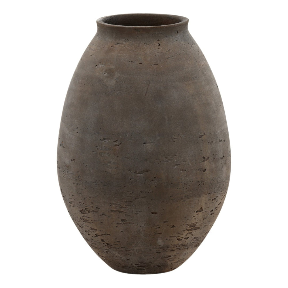 Karina Living Charon Vase - Timeless Elegance for Indoor and Outdoor Spaces, Sculptural Cement Design for Florals Brown DOV19276-BRWN-LG