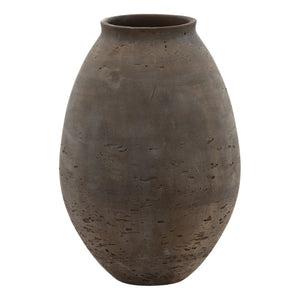 Karina Living Charon Vase - Timeless Elegance for Indoor and Outdoor Spaces, Sculptural Cement Design for Florals Brown DOV19276-BRWN-LG