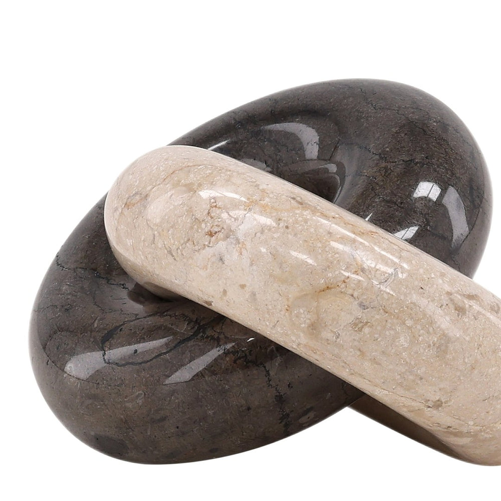 Karina Living Yaelle Chain Link Cream and Black Decorative Accent - Elegant Marble Sculpture for Stylish Spaces DOV22025-CRBK