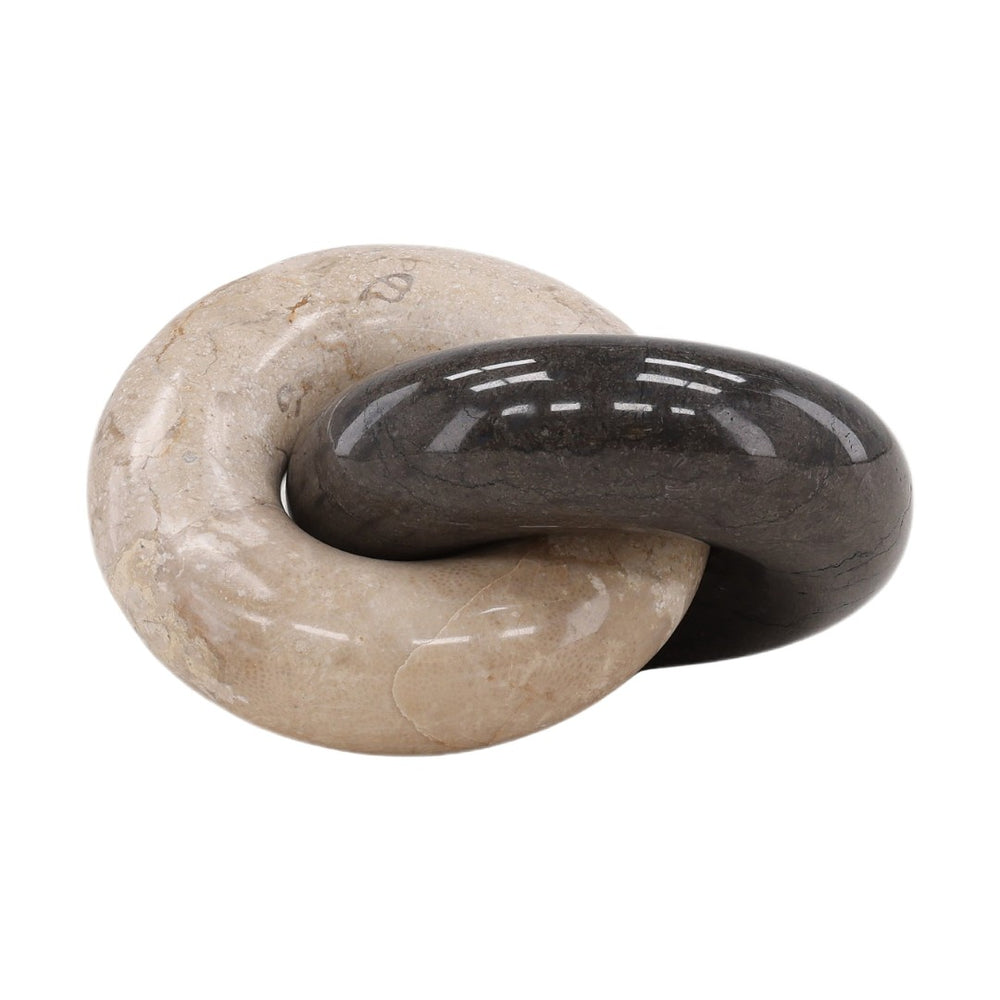 Karina Living Yaelle Chain Link Cream and Black Decorative Accent - Elegant Marble Sculpture for Stylish Spaces DOV22025-CRBK