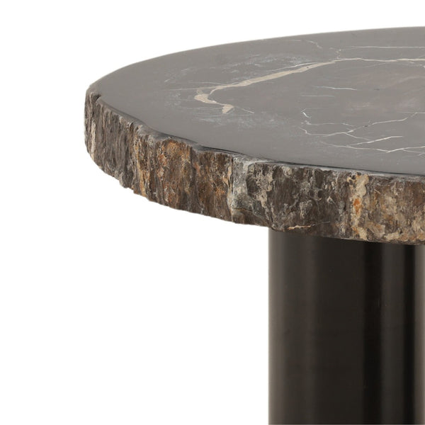 Karina Living Darnell Coffee Table – Unique Natural Petrified Wood & Metal Design for Modern Living Spaces DOV22030-NABK-LG