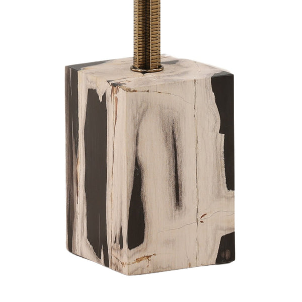 Karina Living Cyra Side Table – Unique Petrified Wood and Brass Accent End Table for Modern Living Spaces DOV22062-BLCK