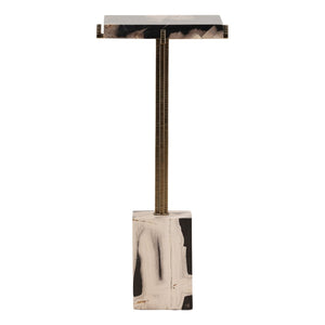 Karina Living Cyra Side Table – Unique Petrified Wood and Brass Accent End Table for Modern Living Spaces DOV22062-BLCK