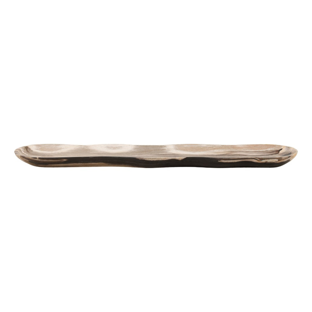 Karina Living Emsworth Tray - Handcrafted Petrified Wood Catchall with Matte Black Finish for Stylish Organization DOV22066-BLCK