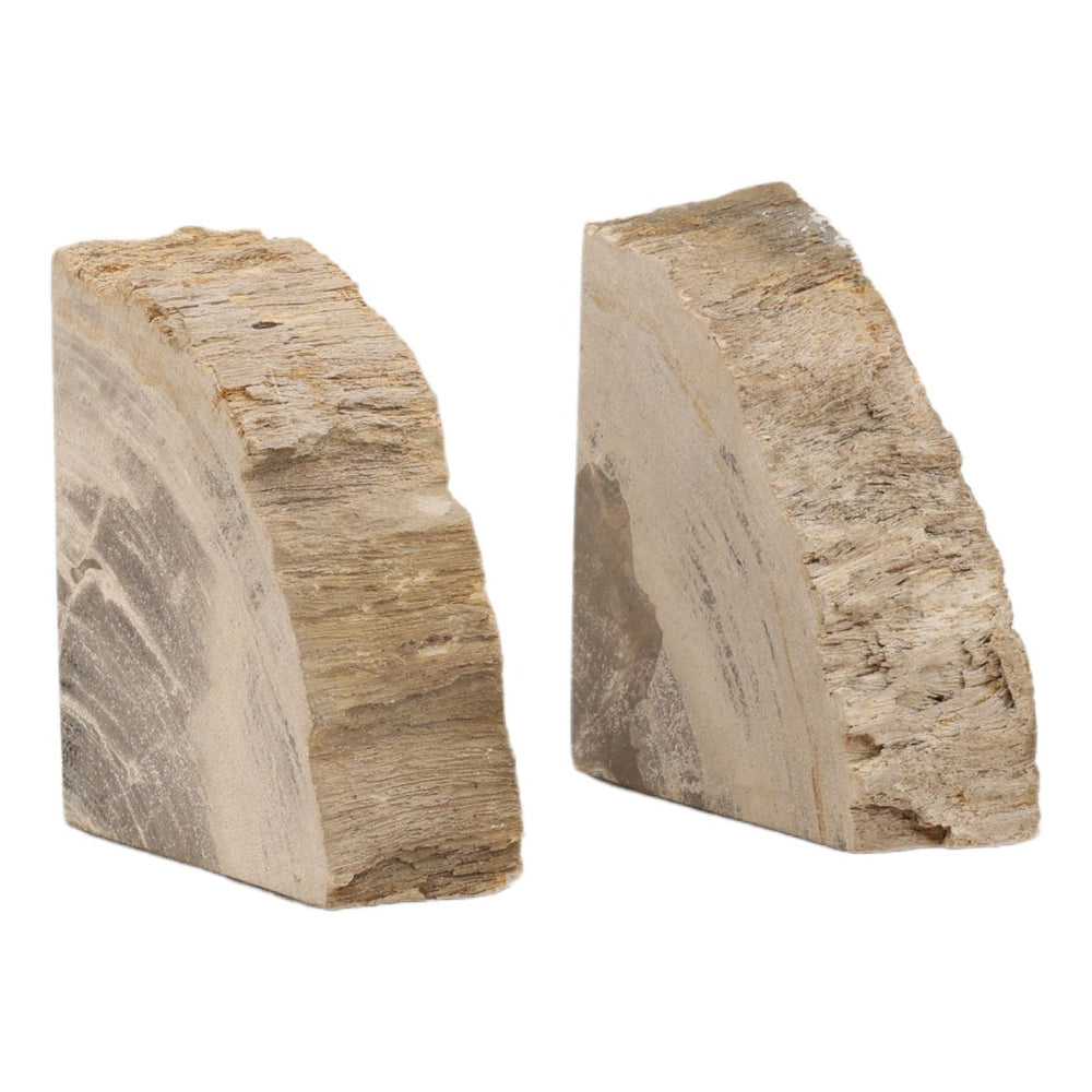 Karina Living Pedroso Natural Petrified Wood Bookend Set of 2 – Unique, Elegant, and Stylish Home Décor Accent DOV22067-NATL