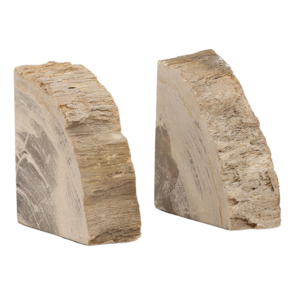 Karina Living Pedroso Natural Petrified Wood Bookend Set of 2 – Unique, Elegant, and Stylish Home Décor Accent DOV22067-NATL