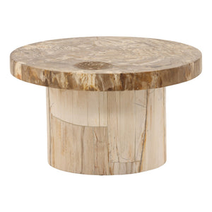 Karina Living Brittany Coffee Table - Handcrafted Petrified Wood with Natural Finish for Unique Rustic Elegance DOV22068-NATL-SM