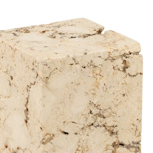 Karina Living Stone Stool - Elegant Natural Marble Accent Table for Indoor and Outdoor Use, Versatile & Durable DOV22070-NATL