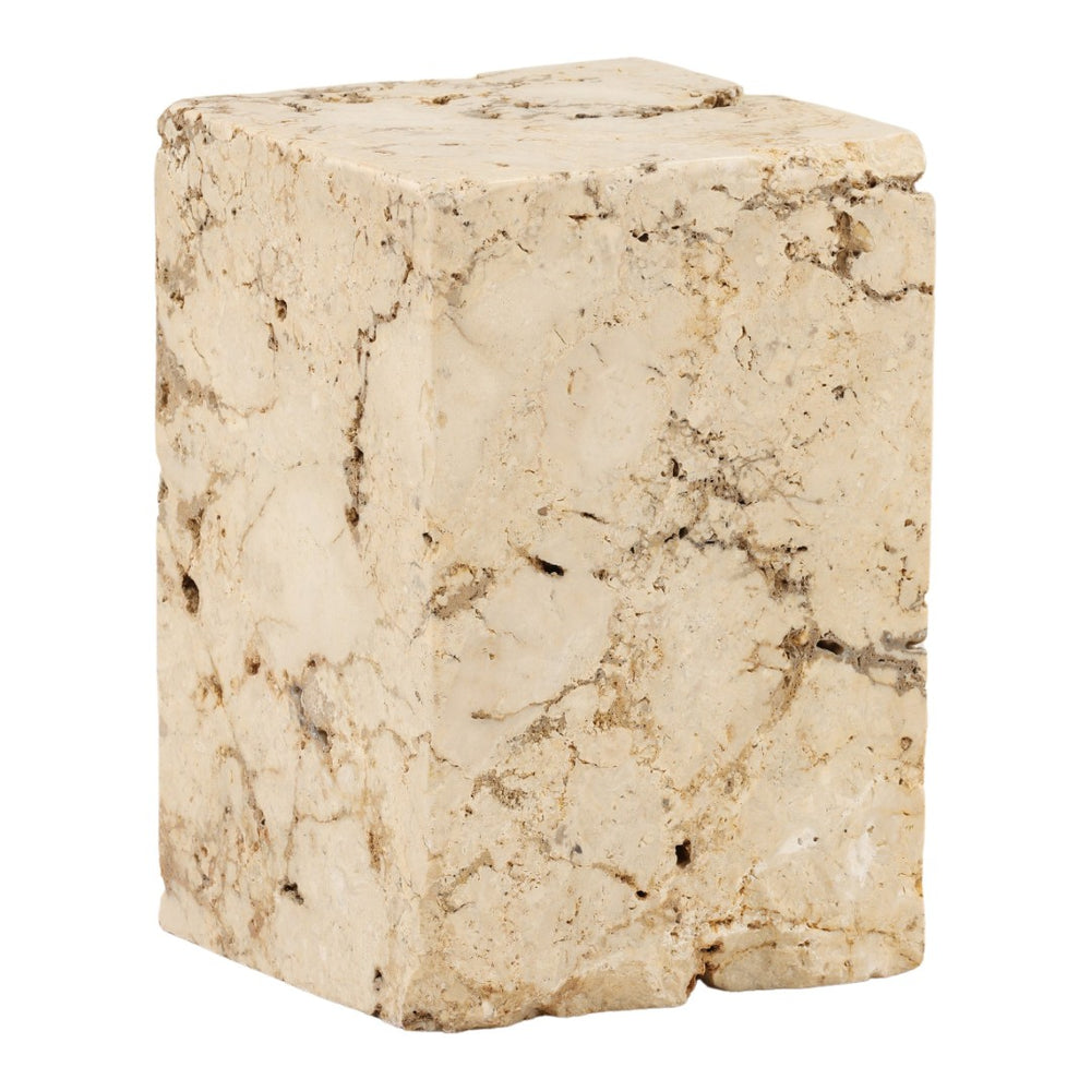 Karina Living Stone Stool - Elegant Natural Marble Accent Table for Indoor and Outdoor Use, Versatile & Durable DOV22070-NATL