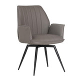 Karina Living Dining Chair PU Leather and Iron - Grey and Black