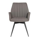 Dovetail Nesbit Dining Chair PU Leather and Iron - Grey and Black