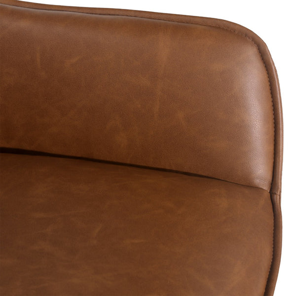 Dovetail Verity Dining Chair PU Leather and Iron - Antique Brown and Black