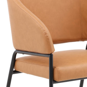 Karina Living Cathey Dining Chair Set of 2 - Stylish Camel Faux Leather with Durable Steel Frame for Modern Spaces DOV23014-CAML