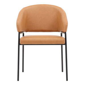Karina Living Cathey Dining Chair Set of 2 - Stylish Camel Faux Leather with Durable Steel Frame for Modern Spaces DOV23014-CAML