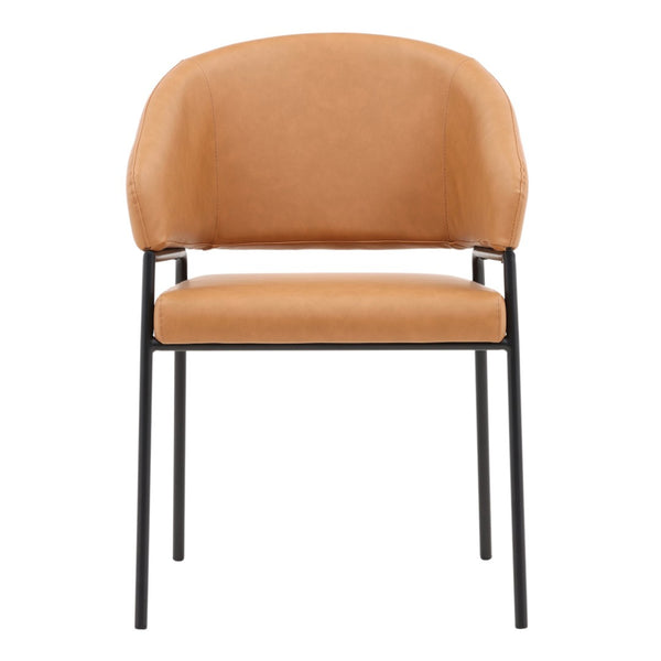 Karina Living Cathey Dining Chair Set of 2 - Stylish Camel Faux Leather with Durable Steel Frame for Modern Spaces DOV23014-CAML