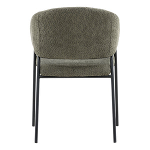 Dovetail Cathey Dining Chair Set of 2 Olive Olive Boucle Upholstery and Iron DOV23014-OLIV