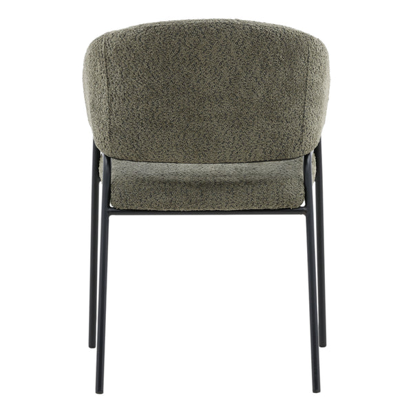 Dovetail Cathey Dining Chair Set of 2 Olive Olive Boucle Upholstery and Iron DOV23014-OLIV