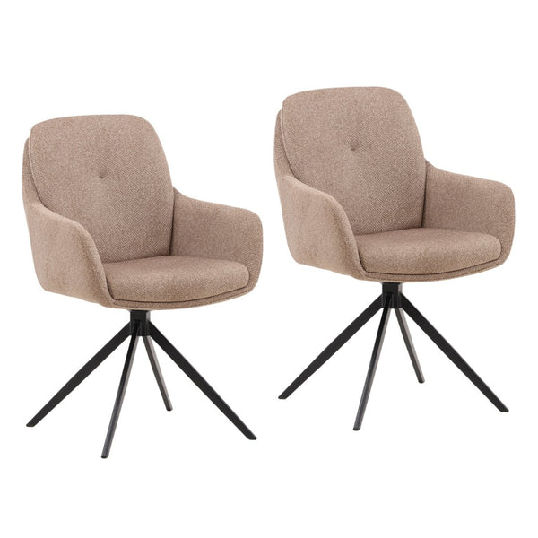 Karina Living Ravena Dining Chair Set of 2 - Stylish Sand Upholstered Swivel Chairs for Modern Living Spaces DOV23015-SAND