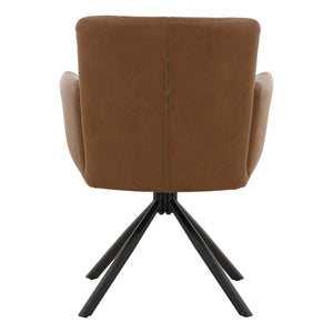 Karina Living Stefano Dining Chair Set of 2 - Modern Cognac Vegan Leather with Swivel Function for Comfort DOV23018-COGN
