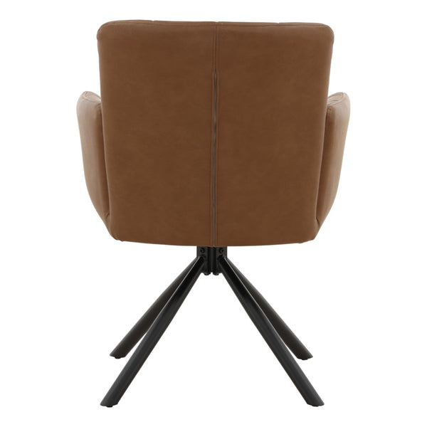 Karina Living Stefano Dining Chair Set of 2 - Modern Cognac Vegan Leather with Swivel Function for Comfort DOV23018-COGN