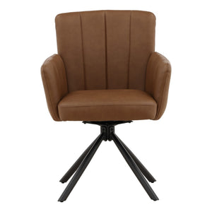 Karina Living Stefano Dining Chair Set of 2 - Modern Cognac Vegan Leather with Swivel Function for Comfort DOV23018-COGN