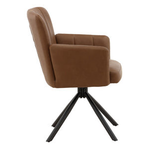 Karina Living Stefano Dining Chair Set of 2 - Modern Cognac Vegan Leather with Swivel Function for Comfort DOV23018-COGN